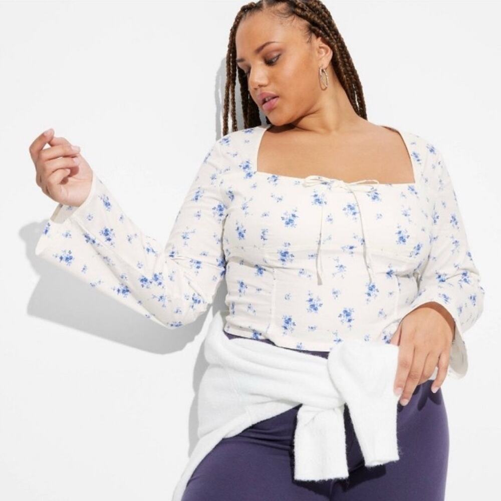 Wild Fable floral cotton milkmaid top
